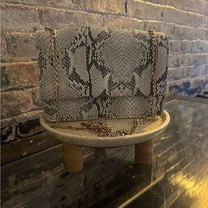Elegant Snake Print Chain Bag